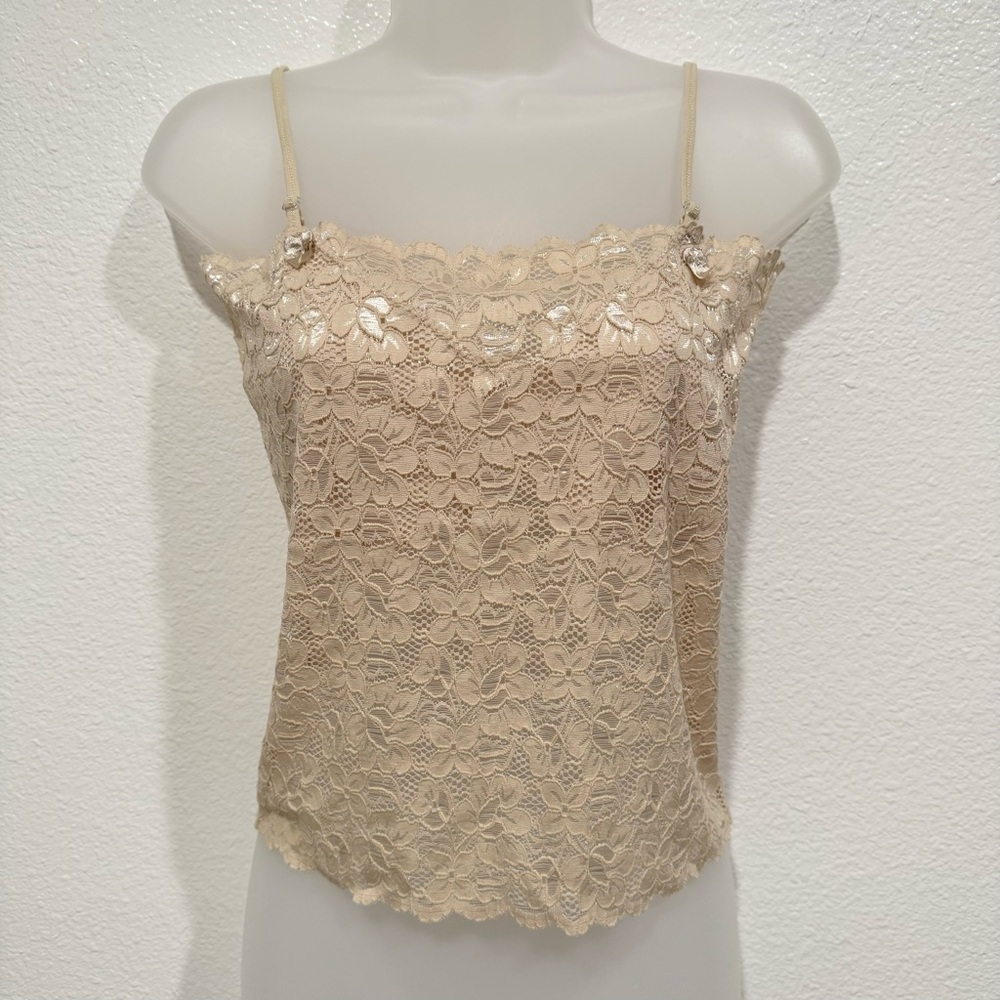 NEW beige nude tan lace sleeveless camisole tank top blouse shirt